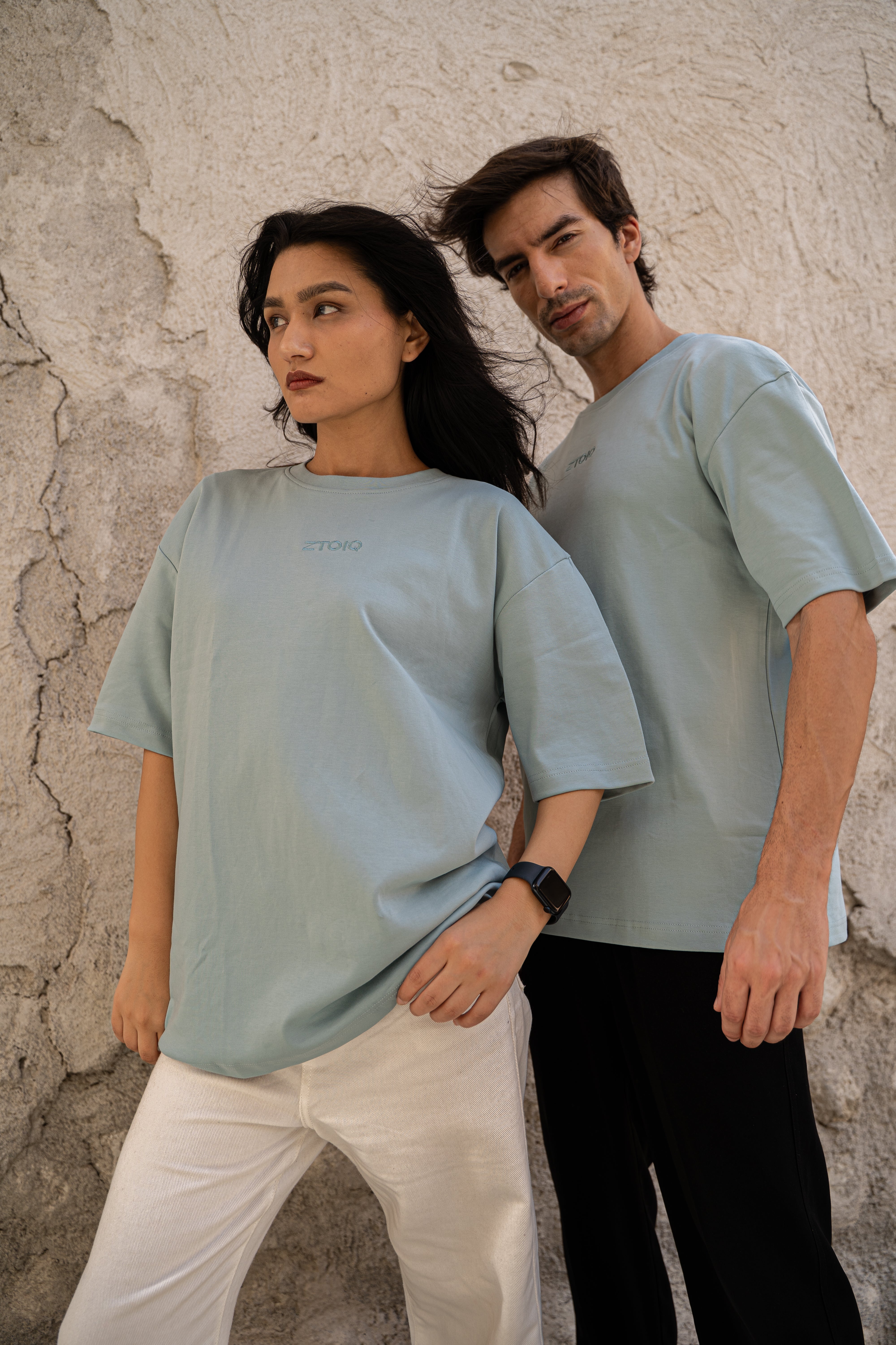 ZTOIQ Premium Oversized Cameo Blue T-Shirt