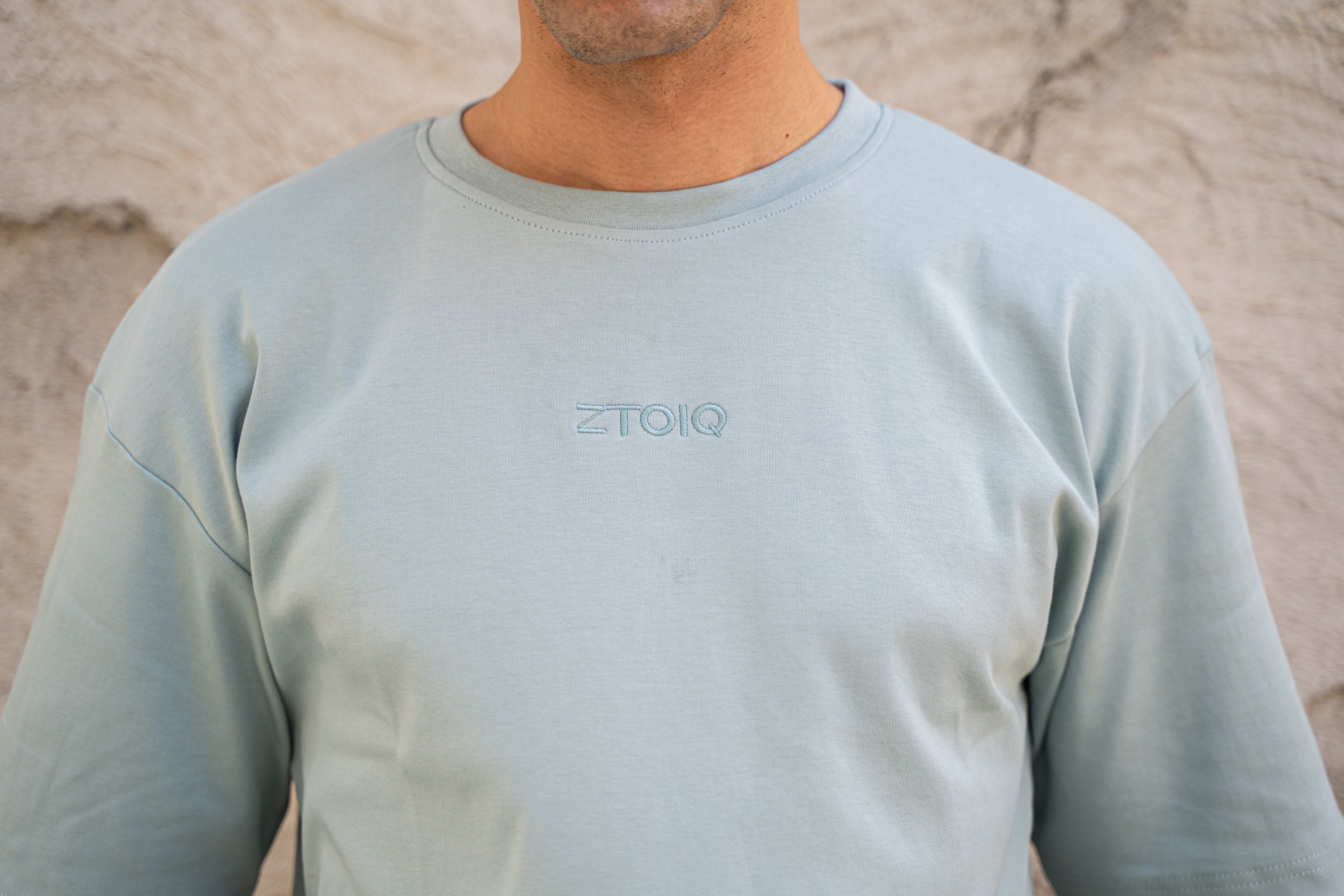 ZTOIQ Premium Oversized Cameo Blue T-Shirt
