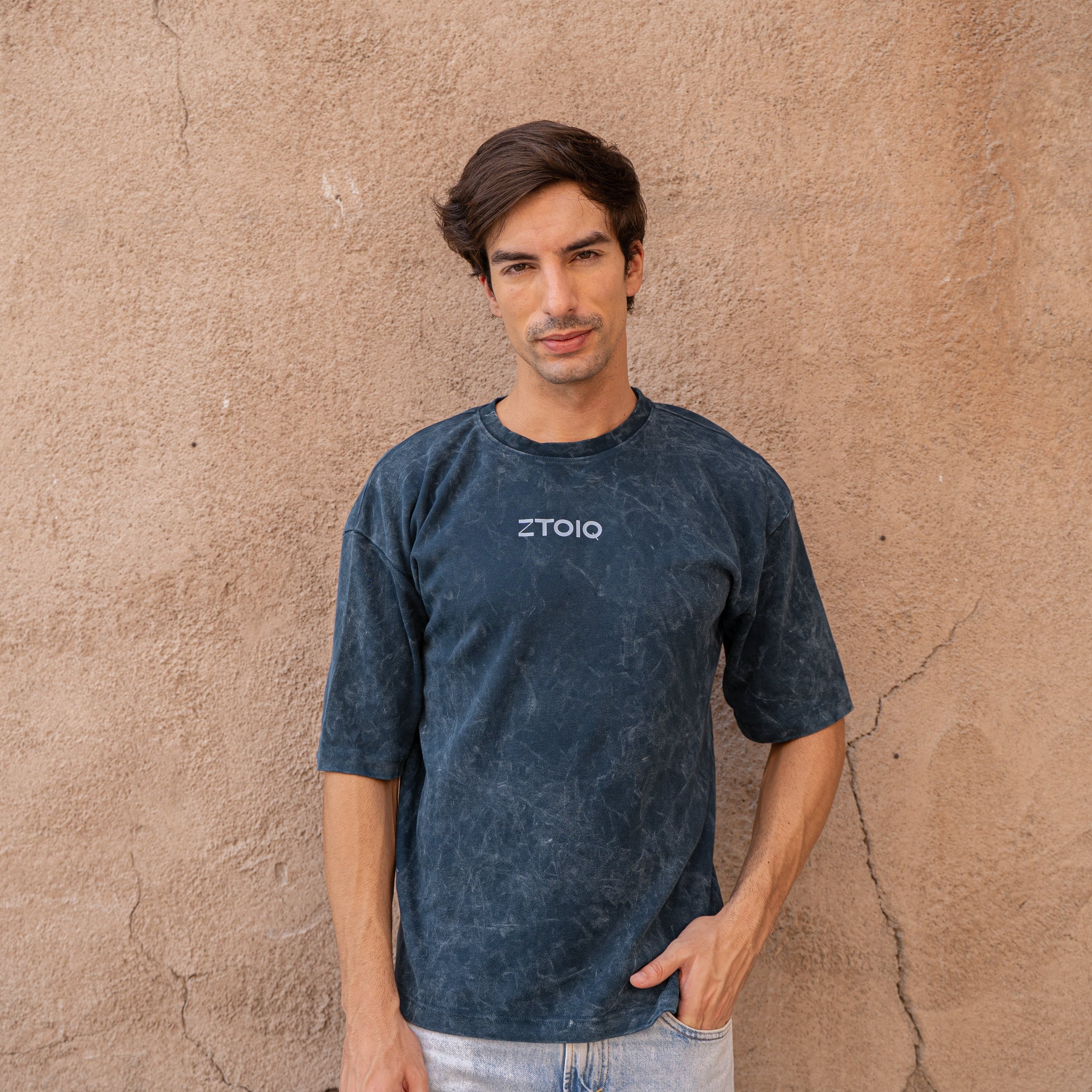 Inner Heaven Optical Wash Oversized Tee-Blue