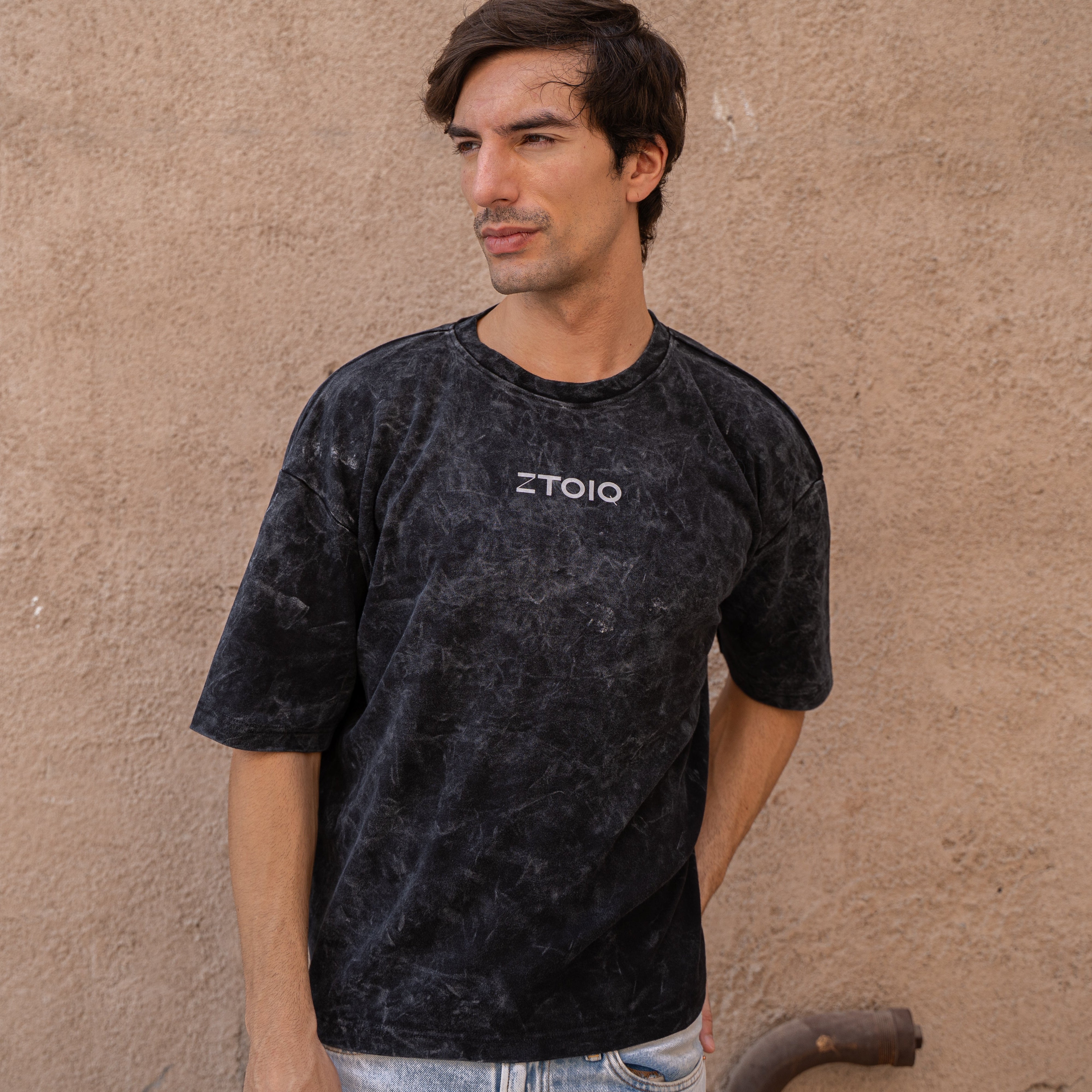 Inner Heaven Optical Wash Oversized Tee-Black