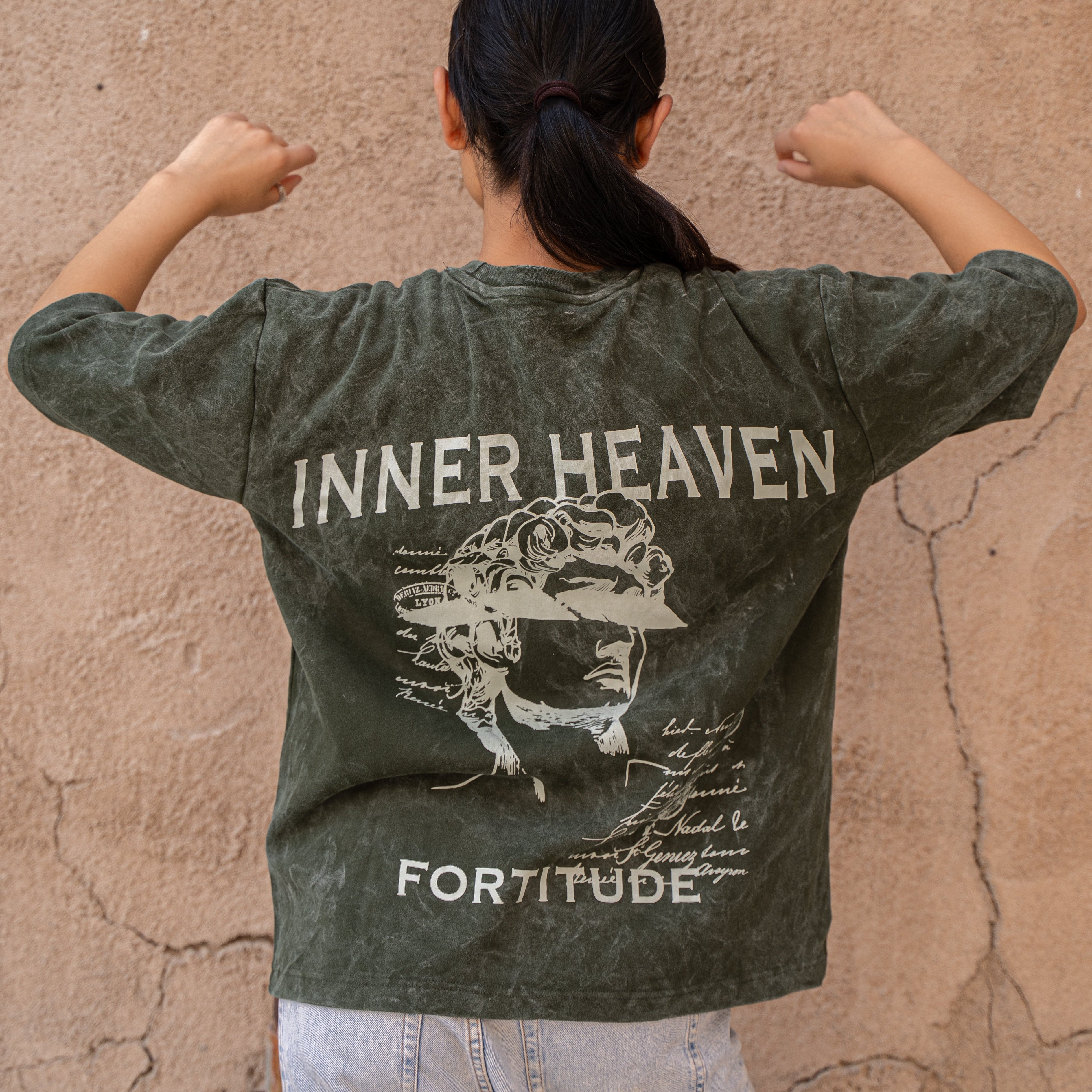 Inner Heaven Optical Wash Oversized Tee-Green