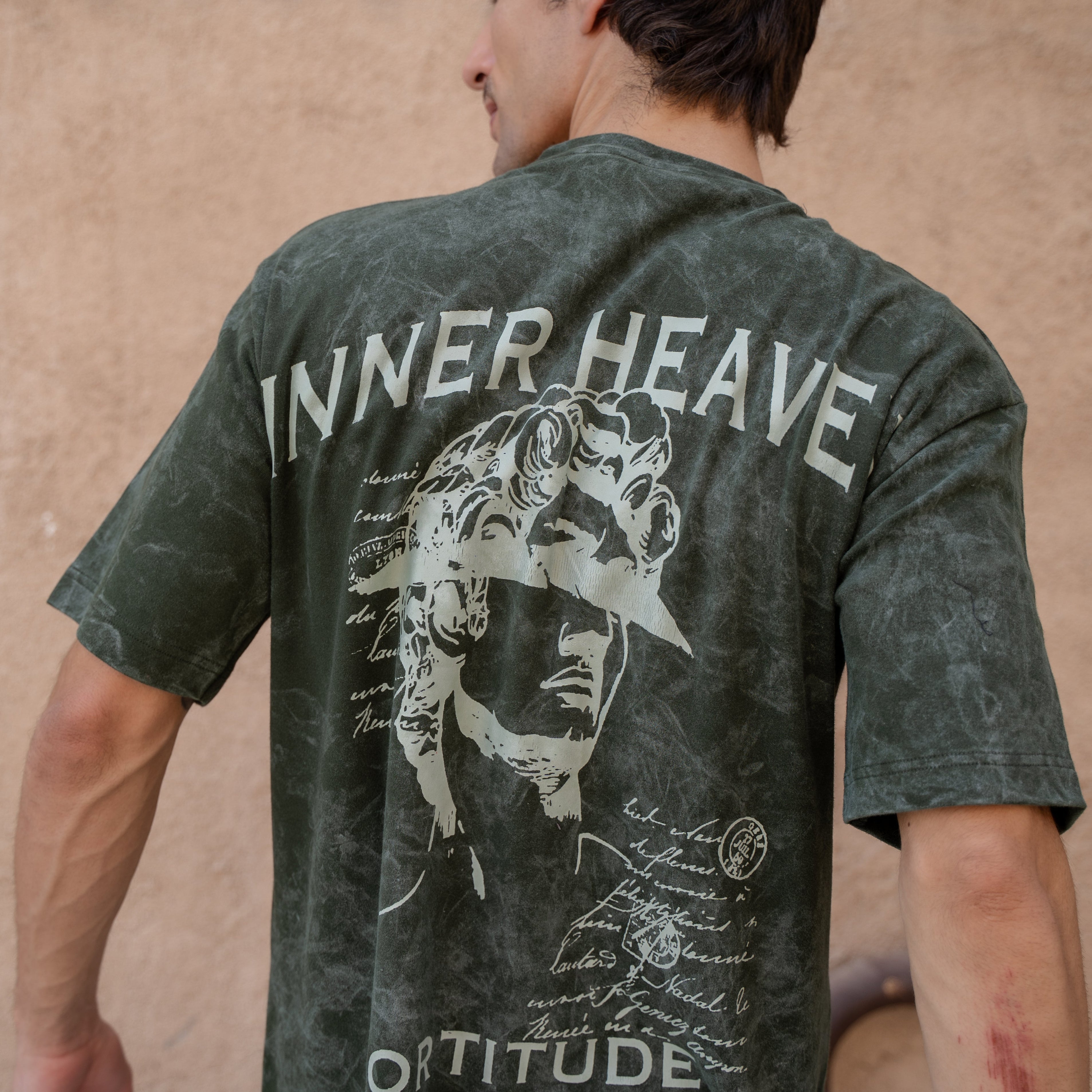Inner Heaven Optical Wash Oversized Tee-Green